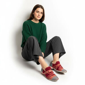 Maciejka Polish Red Suede Perforated Leather Shoes - EU Size 39